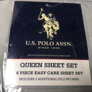 U. S. Polo 6 PC Light Grey Queen Size Sheet Set NEW